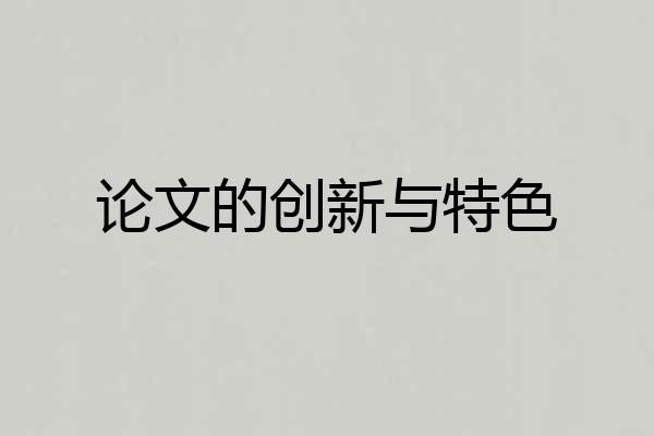 论文的创新与特色