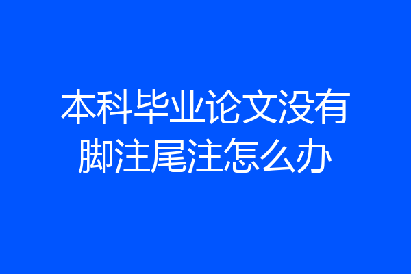 本科毕业论文没有脚注尾注怎么办