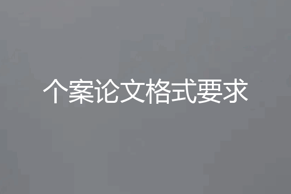 个案论文格式要求