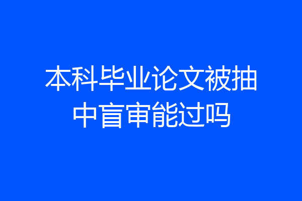 本科毕业论文被抽中盲审能过吗