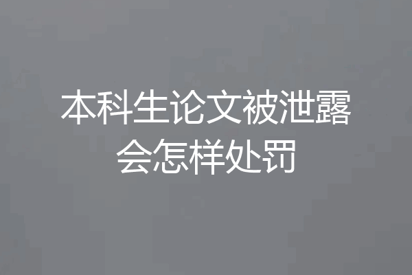 本科生论文被泄露会怎样处罚