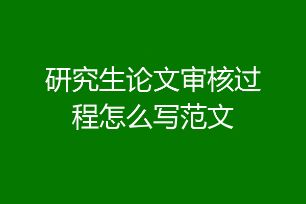 研究生论文审核过程怎么写范文
