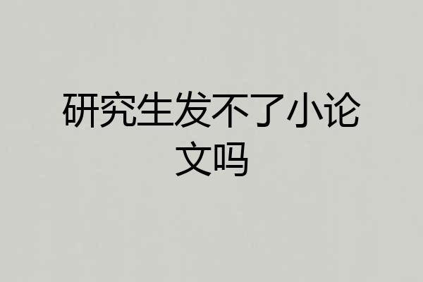 研究生发不了小论文吗