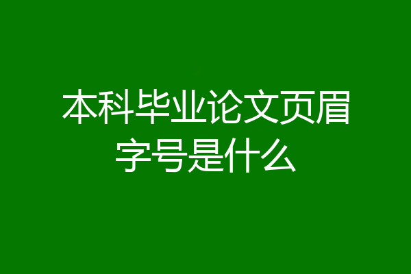 本科毕业论文页眉字号是什么