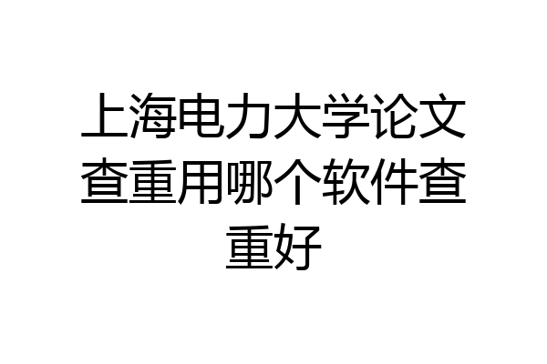 上海电力大学论文查重用哪个软件查重好