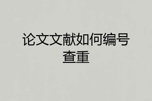 论文文献如何编号查重