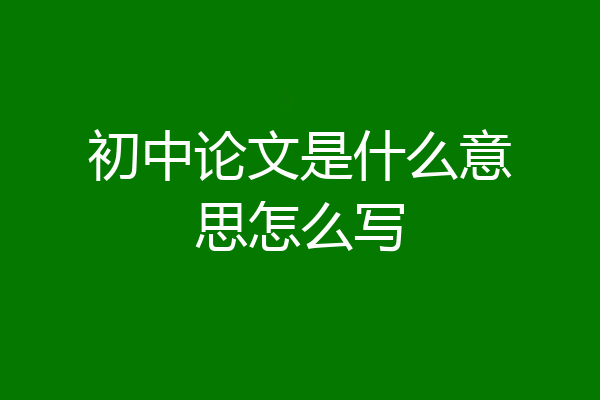 初中论文是什么意思怎么写