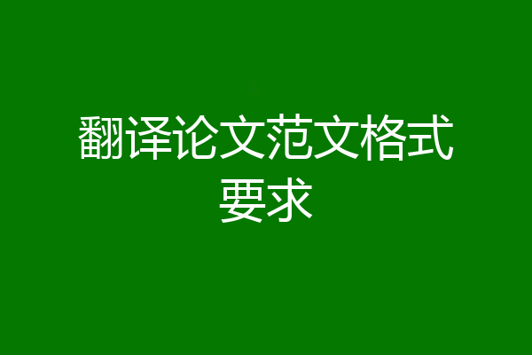翻译论文范文格式要求