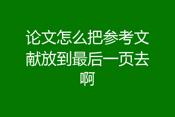 论文怎么把参考文献放到最后一页去啊