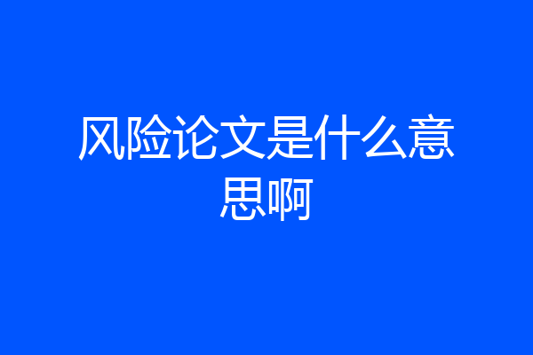 风险论文是什么意思啊