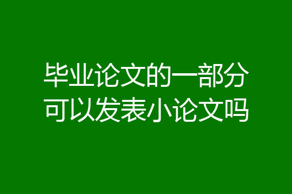 毕业论文的一部分可以发表小论文吗