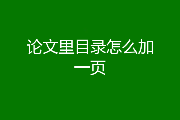 论文里目录怎么加一页