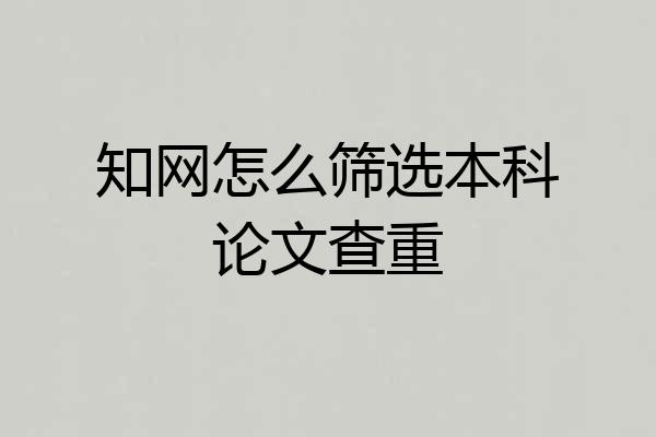 知网怎么筛选本科论文查重