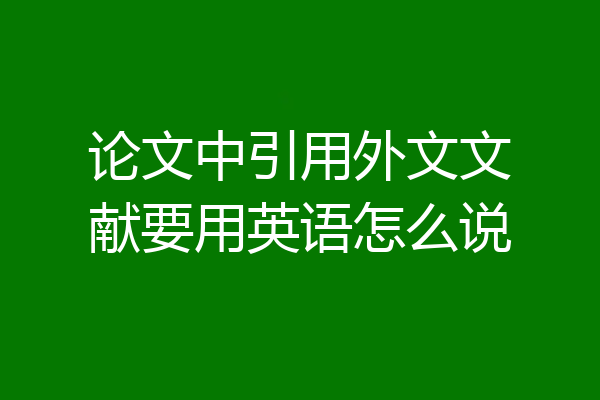 论文中引用外文文献要用英语怎么说