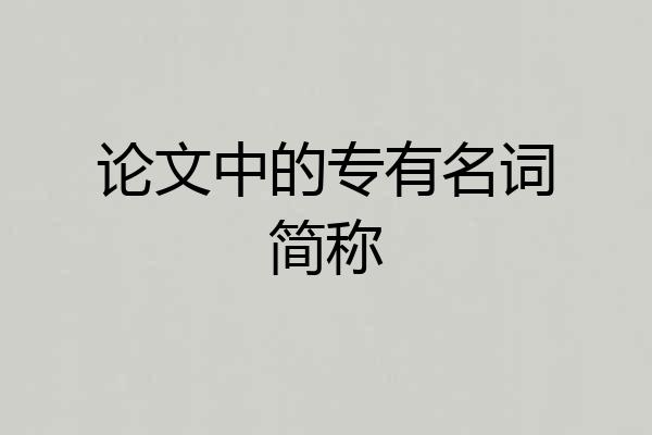 论文中的专有名词简称