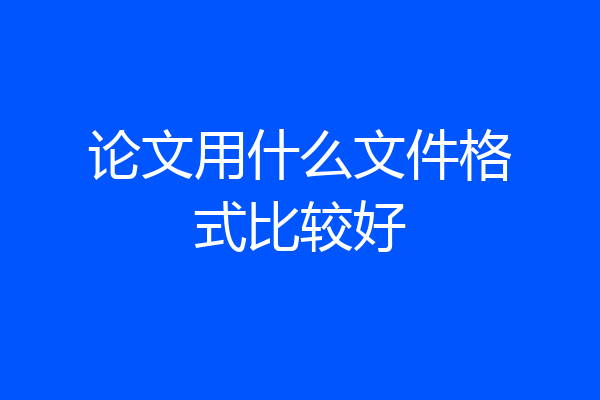 论文用什么文件格式比较好