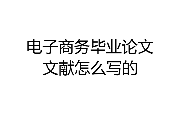 电子商务毕业论文文献怎么写的