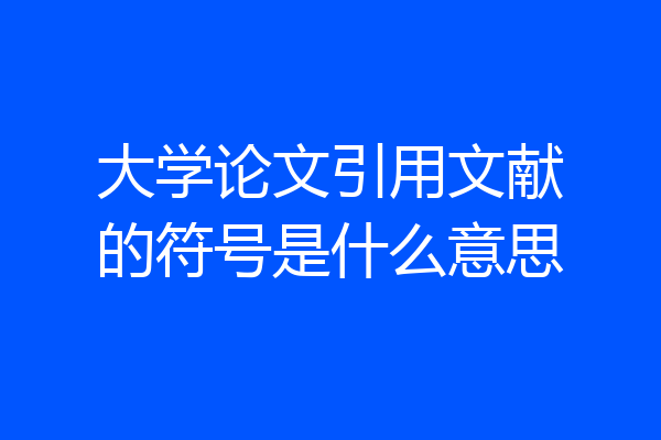 大学论文引用文献的符号是什么意思