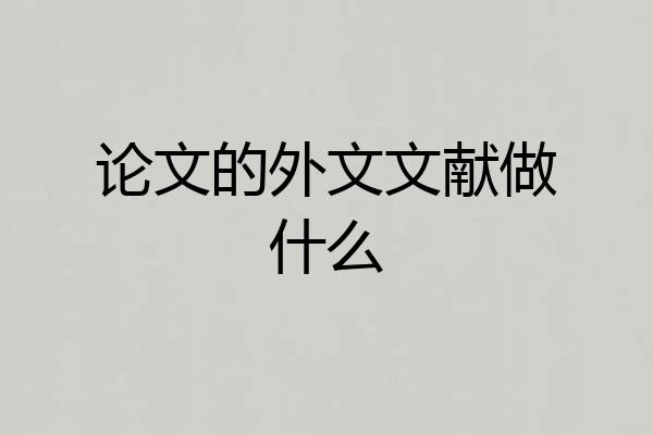 论文的外文文献做什么