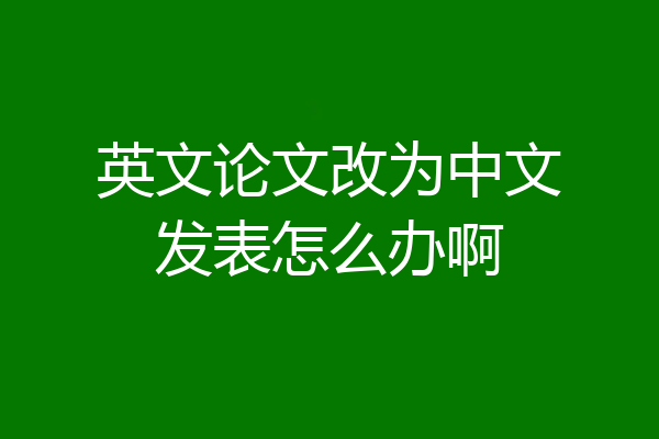 英文论文改为中文发表怎么办啊