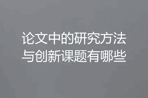 论文中的研究方法与创新课题有哪些
