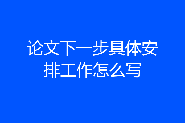 论文下一步具体安排工作怎么写