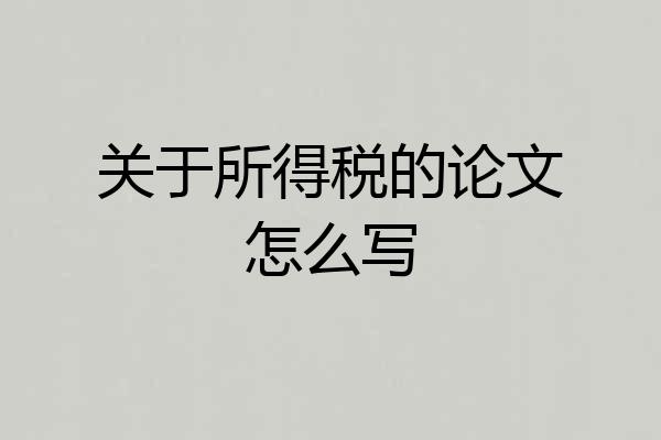 关于所得税的论文怎么写