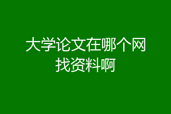 大学论文在哪个网找资料啊