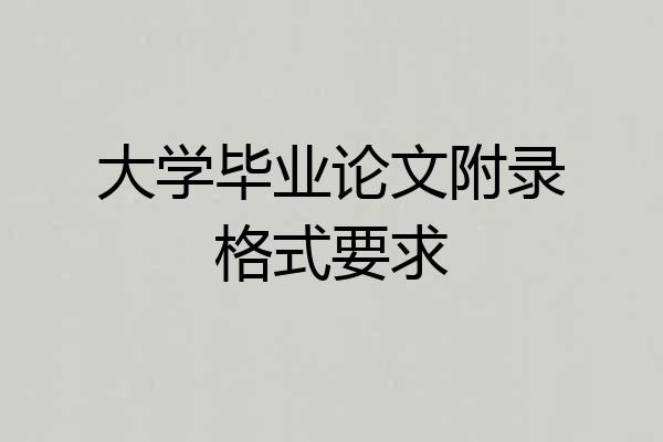 大学毕业论文附录格式要求