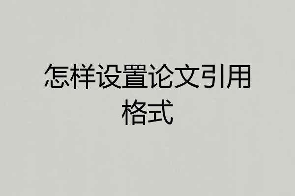 怎样设置论文引用格式