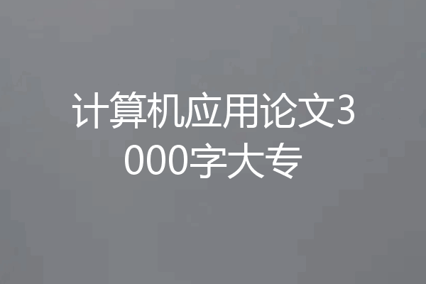 计算机应用论文3000字大专