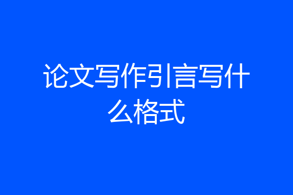论文写作引言写什么格式