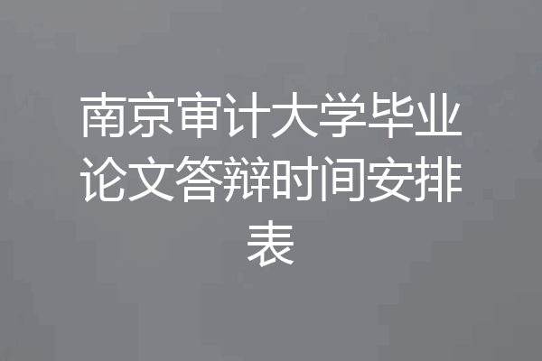 南京审计大学毕业论文答辩时间安排表