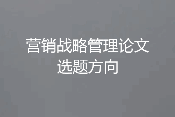 营销战略管理论文选题方向