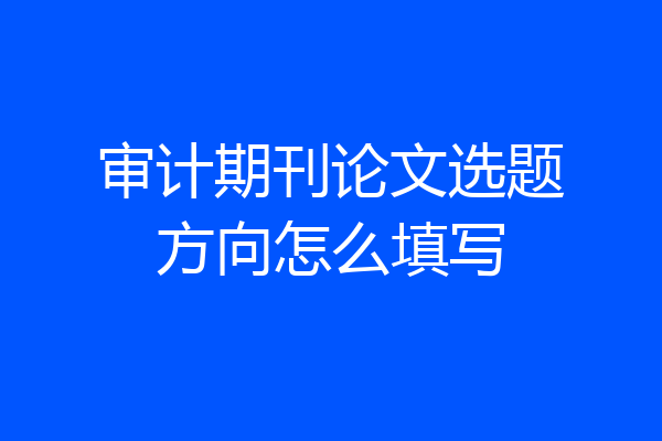 审计期刊论文选题方向怎么填写