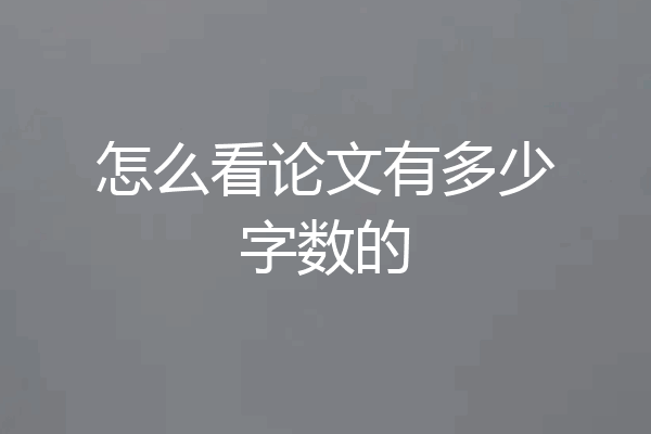 怎么看论文有多少字数的