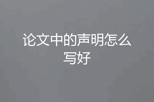 论文中的声明怎么写好
