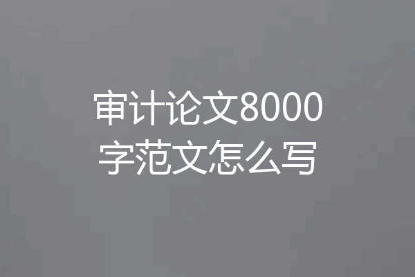 审计论文8000字范文怎么写