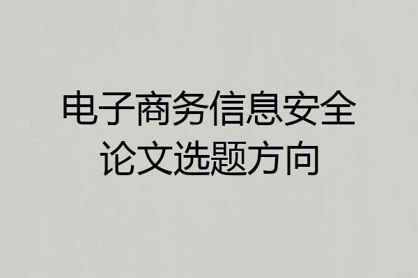 电子商务信息安全论文选题方向