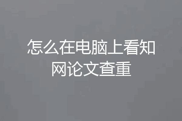 怎么在电脑上看知网论文查重