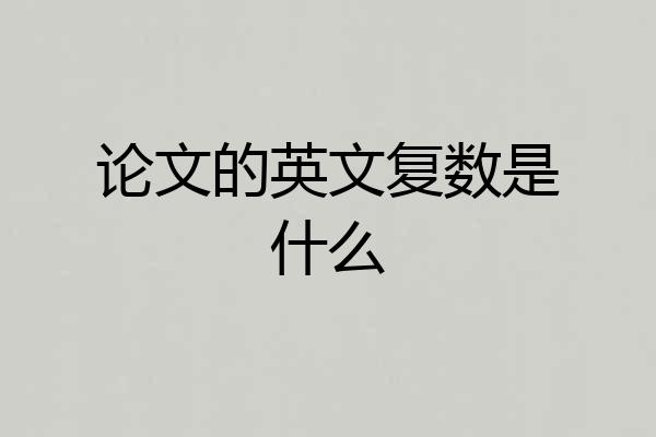 论文的英文复数是什么
