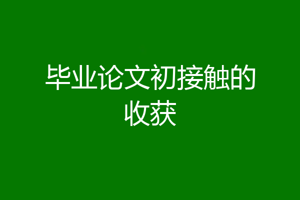 毕业论文初接触的收获