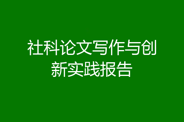 社科论文写作与创新实践报告