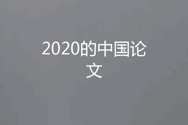 2020的中国论文