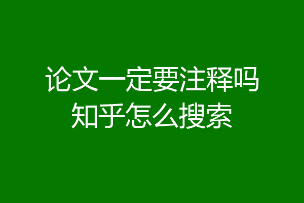 论文一定要注释吗知乎怎么搜索
