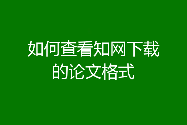 如何查看知网下载的论文格式