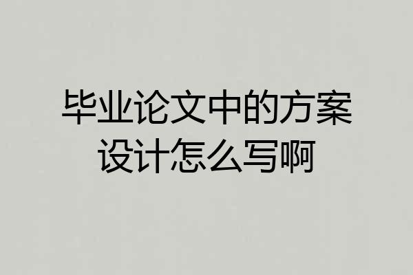 毕业论文中的方案设计怎么写啊