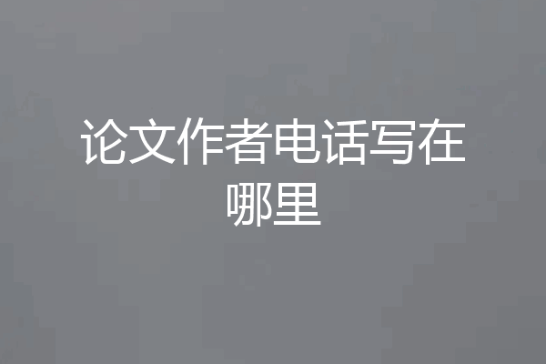 论文作者电话写在哪里