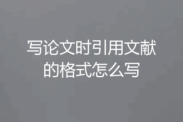 写论文时引用文献的格式怎么写