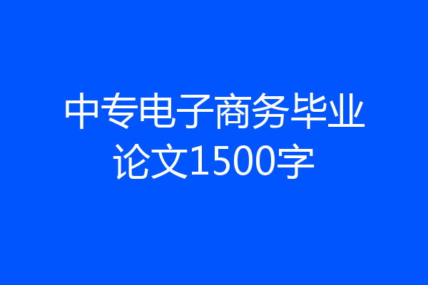 中专电子商务毕业论文1500字
